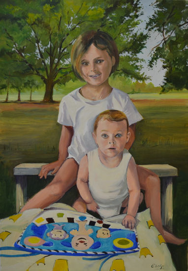 Dos hermanos Oil Canvas Figure Painting