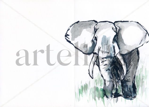 Elefante 002 Watercolour Paper Animals