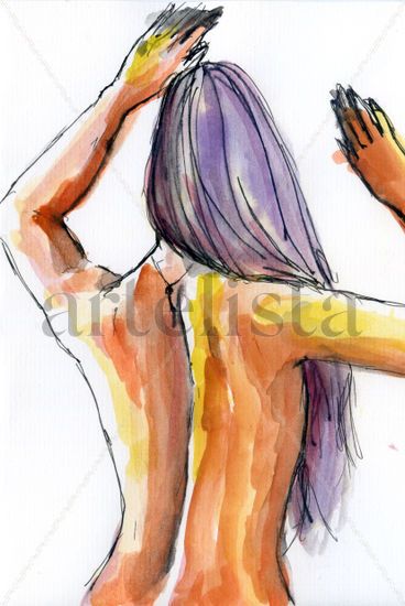 Espalda 004 Watercolour Paper Nude Paintings