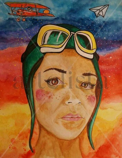 Aviadora Watercolour Paper Portrait