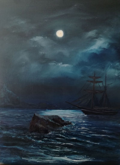 nocturno Oil Canvas Marine Painting