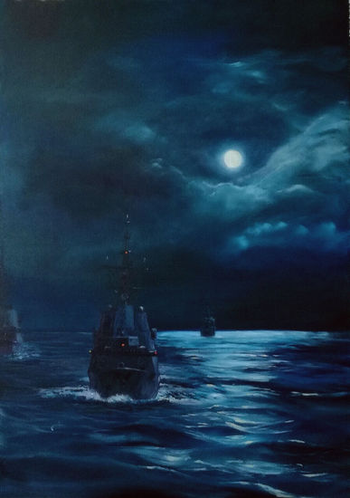 fragatas Oil Canvas Marine Painting