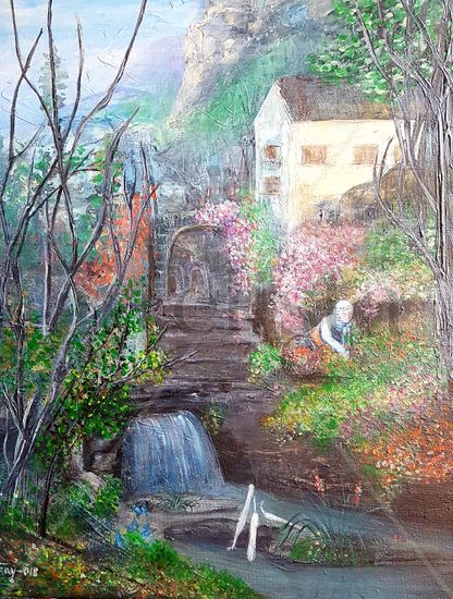 Rivera do río miño Acrylic Canvas Landscaping