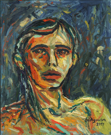 Niña de la piña Oil Panel Portrait