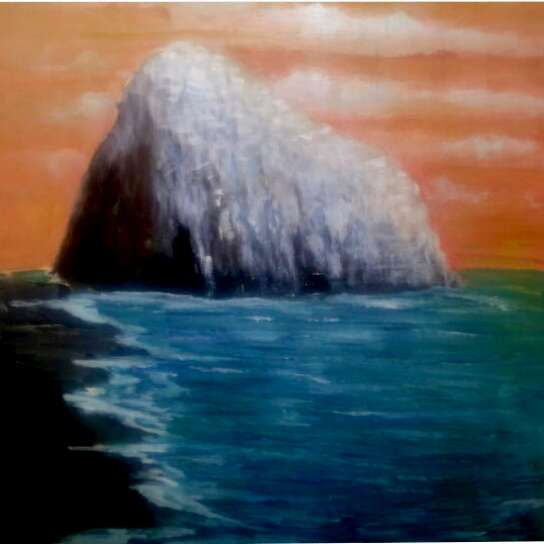 Piedra de la iglesia, año 2018, constitución, chile. Acrylic Card Marine Painting