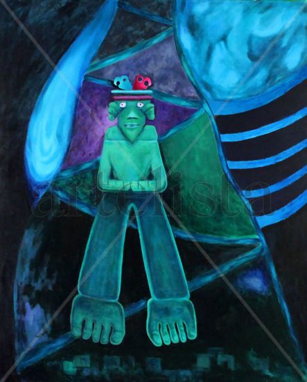 El Guardián del Agua Acrylic Canvas Figure Painting