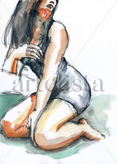 Sentada 003 Watercolour Paper Figure Painting