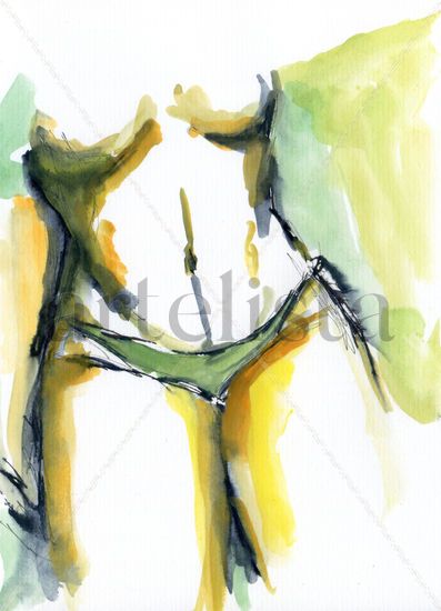 Cuerpo 003 Acuarela Papel Desnudos