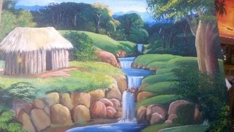 Rio azul Oil Canvas Landscaping