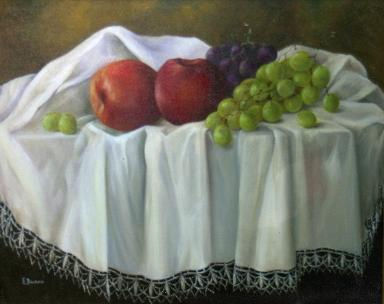 Manzanas y uvas Oil Canvas Still Life Paintings