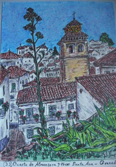 Granada en color-33-Cuesta de Almanzora y Torre de Santa Ana Mixed Media