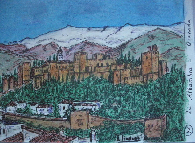 Granada en color-41-La Alhambra Mixed Media