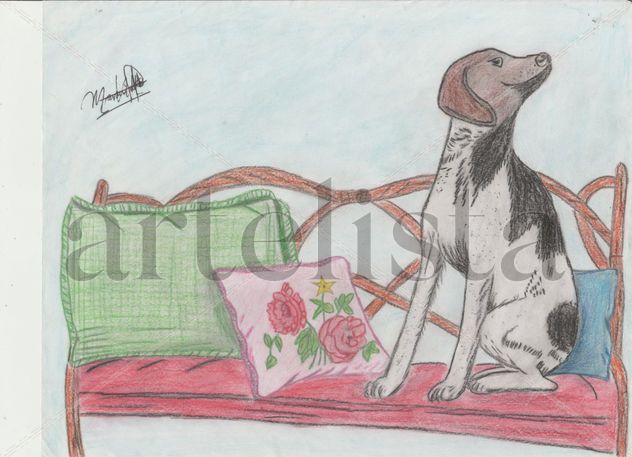 Perrito subido en sillón