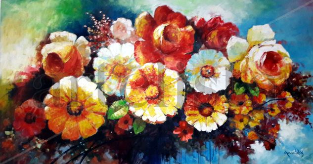 Heat Bloom Óleo Lienzo Floral