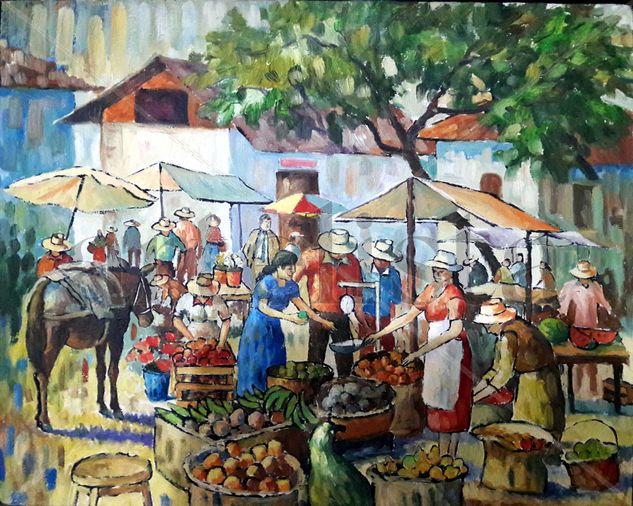 Plaza de mercado Óleo Lienzo Figura