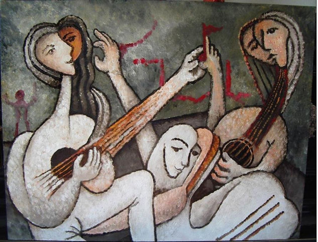 Las 3 musicas Oil Canvas Figure Painting