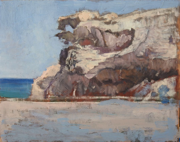 Playa de los escullos, Almería. Oil Panel Marine Painting