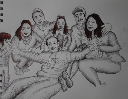 Visita de amigos,...