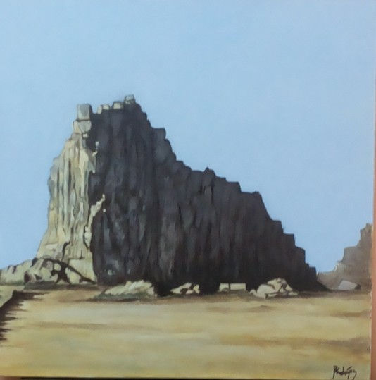 piedra   del león, año 2020, constitución, chile. Acrylic Canvas Marine Painting