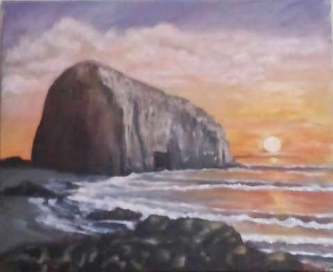 Piedra de la iglesia, (  Zilay Rojas, Nirivilo, Chile ) Acrylic Canvas Marine Painting