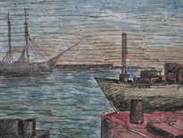 Valparaíso mágico, año 1995, chile. Watercolour Paper Marine Painting