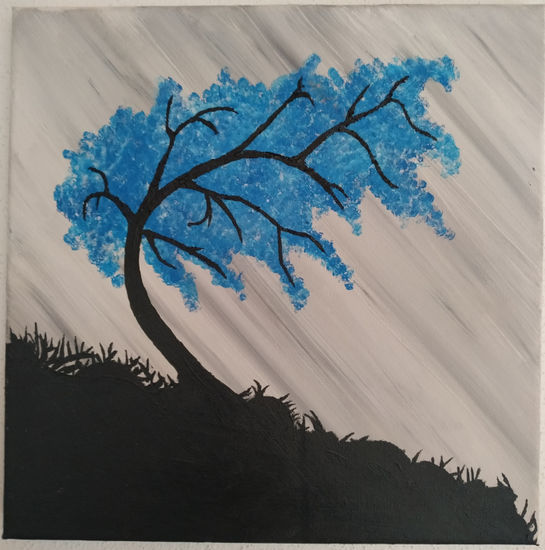 Árbol azul #1 Acrylic Canvas Landscaping