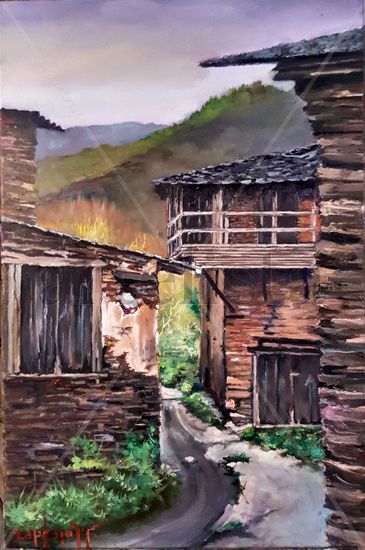 Rincon en la aldea de Vilamor-Seoane de Courel-Lugo Oil Canvas Landscaping