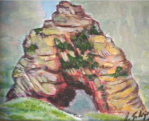 roca de los enamorados, año 2004, constitución, chile. Acrylic Canvas Landscaping