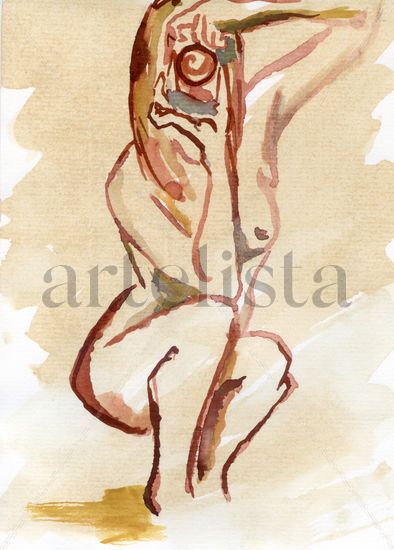 Selfie 010 Watercolour Paper Nude Paintings