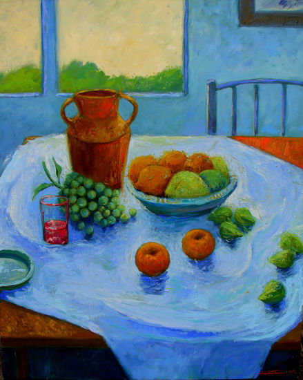 Merienda en la casa del campo. Óleo Lienzo Bodegones