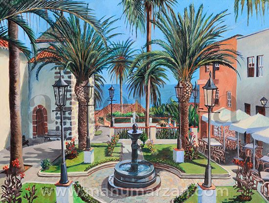 Plaza de San Andrés. La Palma Oil Canvas Landscaping