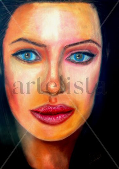 ANGELINA JOLIE Pastel Paper Portrait