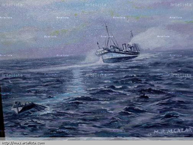 la huida Oil Panel Marine Painting