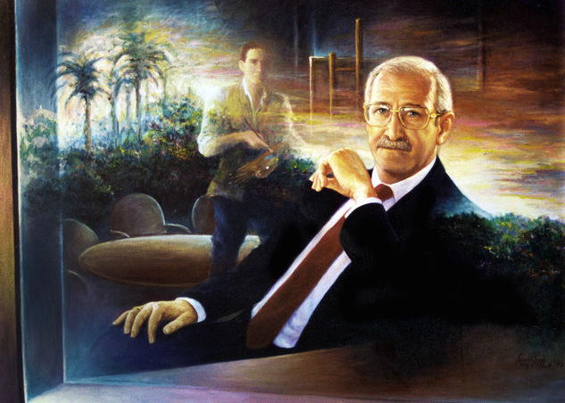 Retrato de Francisco García. Director de Radio Nacional Oil Canvas Portrait