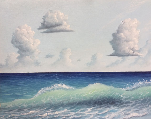 ola de mar en cielo abierto Oil Canvas Marine Painting