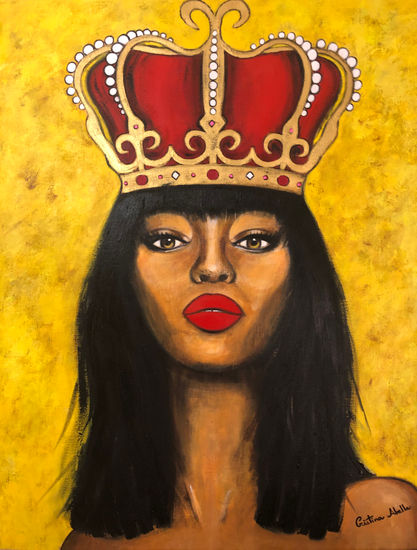 THE QUEEN OF THE COSMOS Acrylic Canvas Portrait