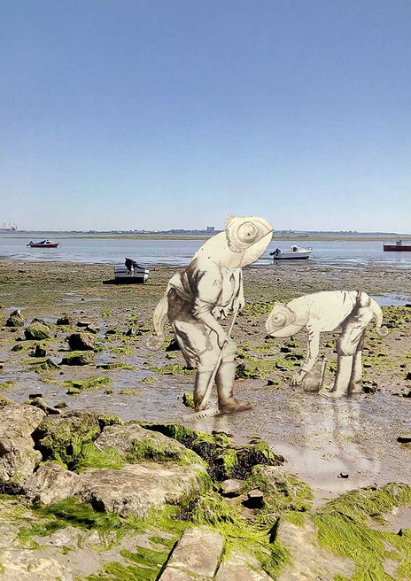 Camaleones mariscando