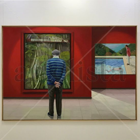 Homenaje a David Hockney Oil Canvas Figure Painting