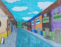 Calle llena de colores