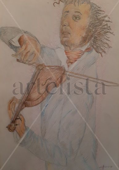 violinista Lápiz (a color) Papel Figura