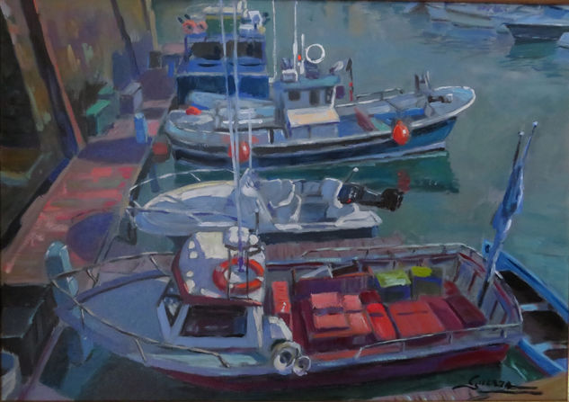 Puerto de Plentzia. Oil Canvas Marine Painting