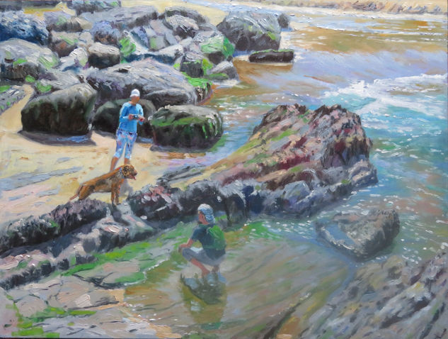 Paseo por la playa de Laga Oil Panel Marine Painting