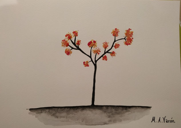 Árbol solitario #1 Watercolour Paper Floral Painting