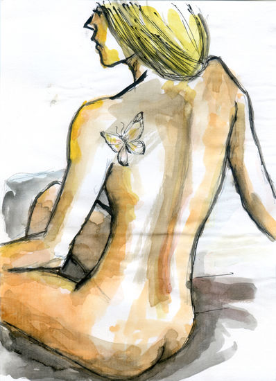 Espalda 007 Watercolour Paper Nude Paintings