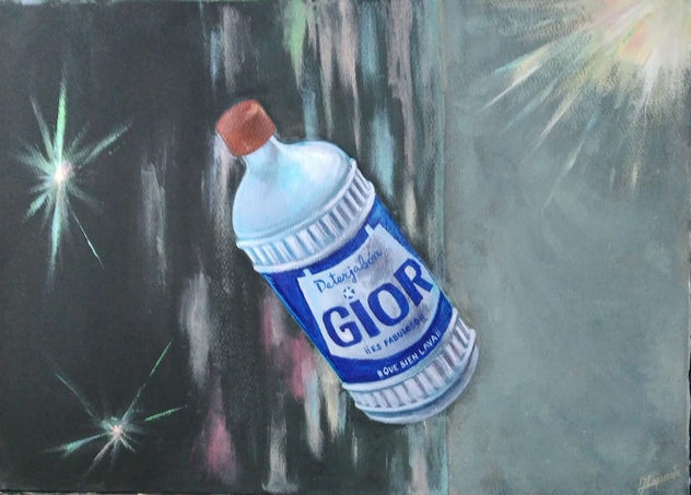 Botella antigua de gior orbitando