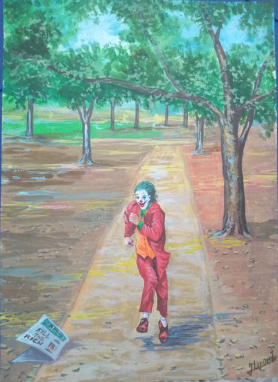 joker en parque Rambleta Acrylic Paper Figure Painting