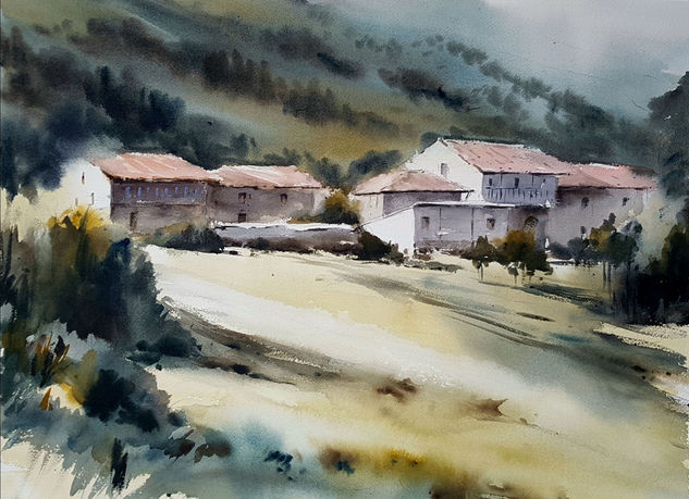 contraluz en castiello-prendes Acuarela Papel Paisaje