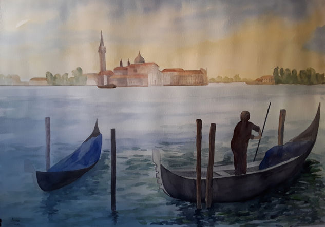 Gran Canal de Venecia Watercolour Paper Marine Painting