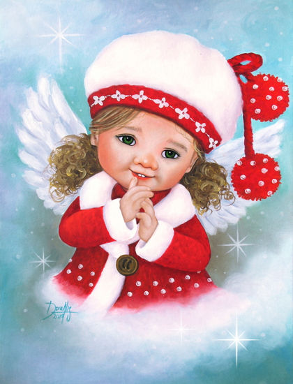 Angel de Navidad 2 Oil Card Figure Painting