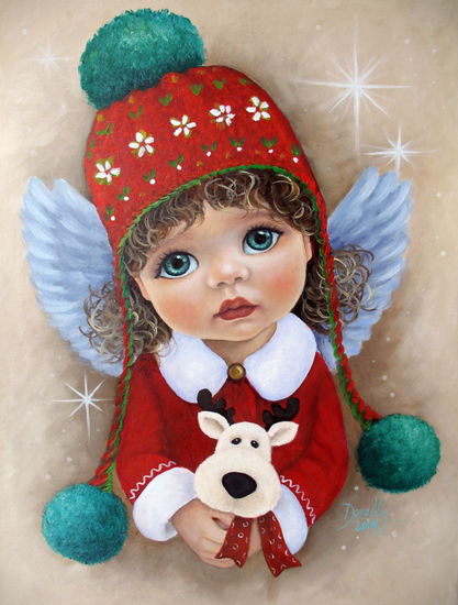 Angel de Navidad 5 Óleo Cartulina Figura